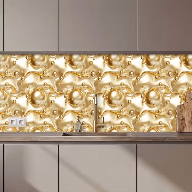 Schienale cucina - Liquido - Gocce - Oro — 1