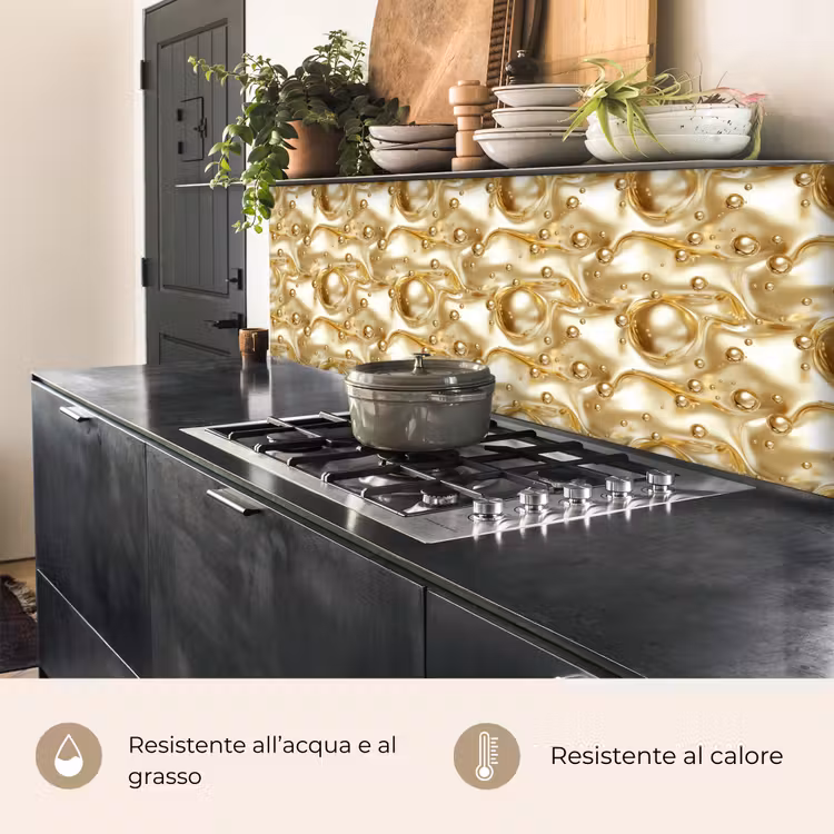 Schienale cucina - Liquido - Gocce - Oro — 5