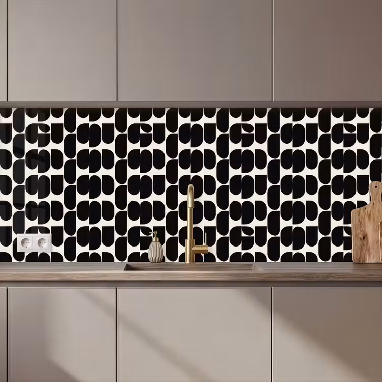 Schienale cucina - Moderno - Motivo - Nero — 1