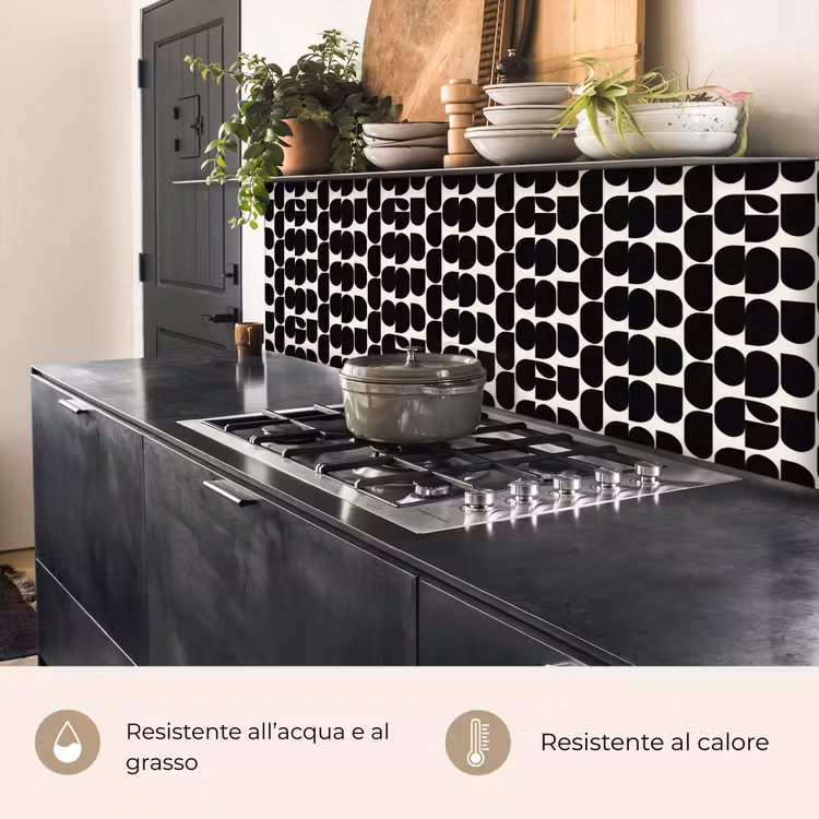 Schienale cucina - Moderno - Motivo - Nero — 5