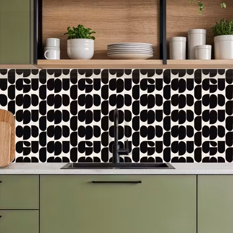 Schienale cucina - Moderno - Motivo - Nero — 8