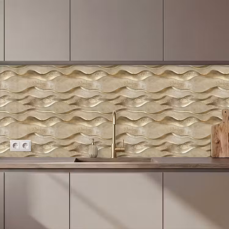 Schienale cucina - Onde - Motivo - Oro — 1