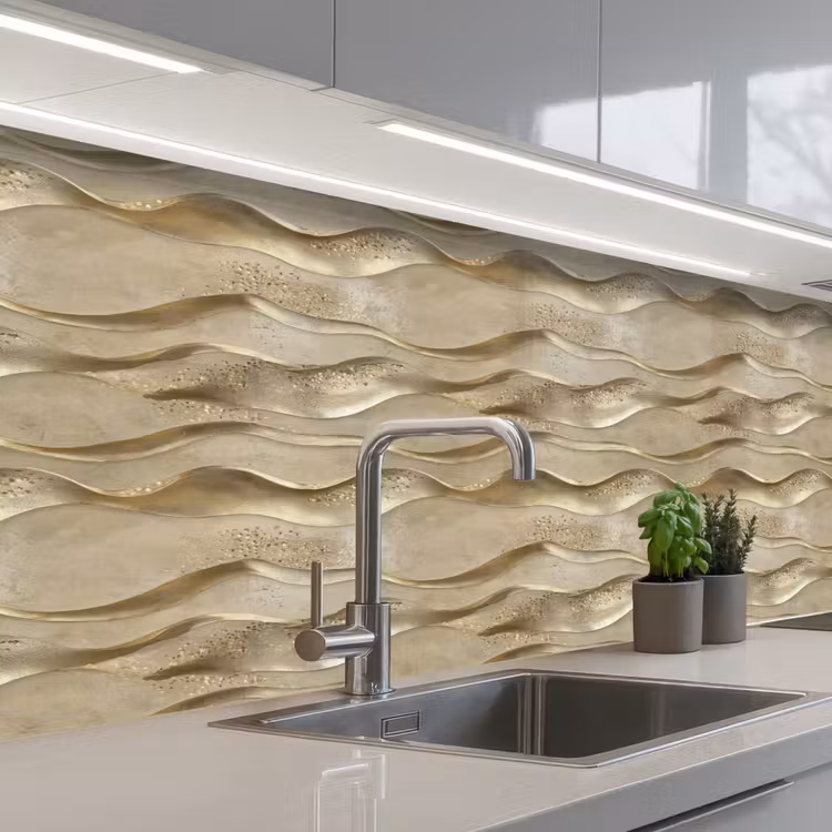 Schienale cucina - Onde - Motivo - Oro — 2
