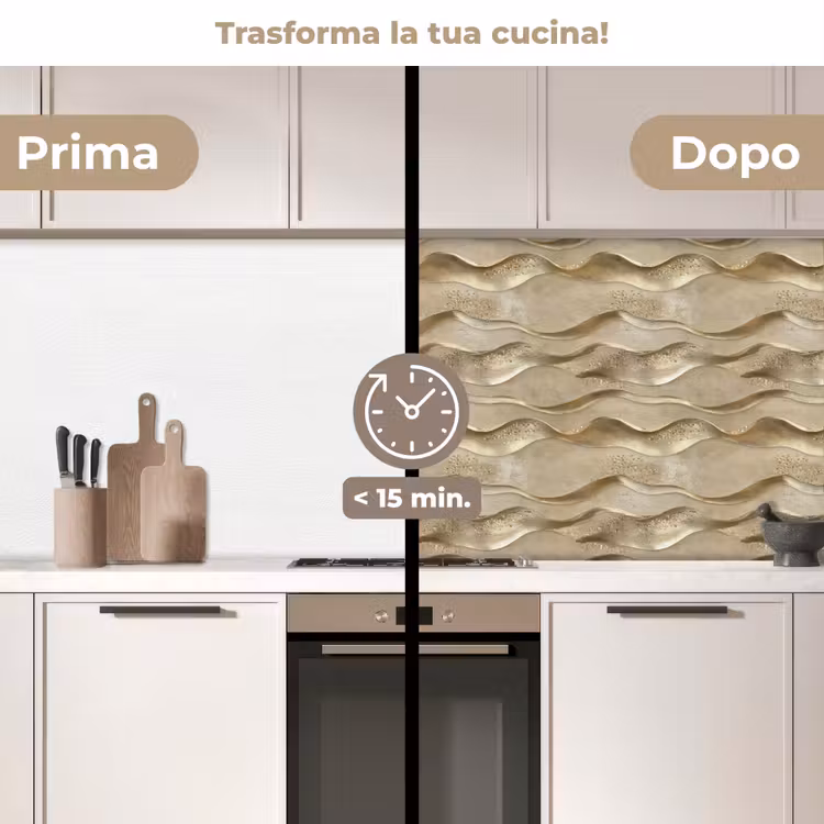 Schienale cucina - Onde - Motivo - Oro — 3
