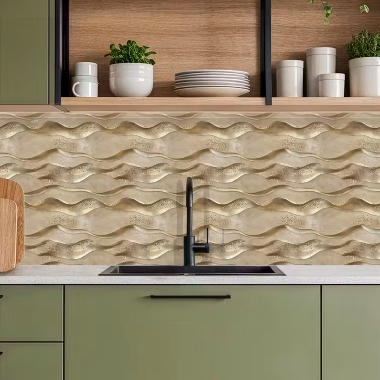 Schienale cucina - Onde - Motivo - Oro — 8