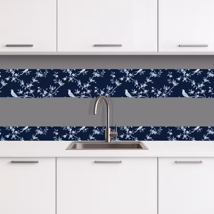Schienale cucina - Grafica - Ramo di fiori - Blu — 4