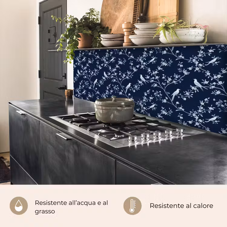 Schienale cucina - Grafica - Ramo di fiori - Blu — 5