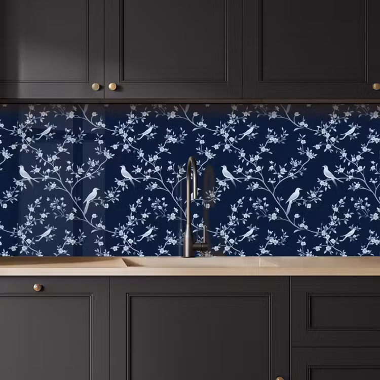 Schienale cucina - Grafica - Ramo di fiori - Blu — 6