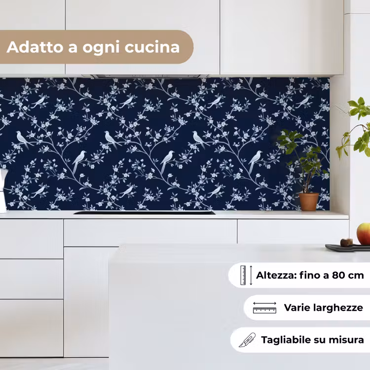 Schienale cucina - Grafica - Ramo di fiori - Blu — 7