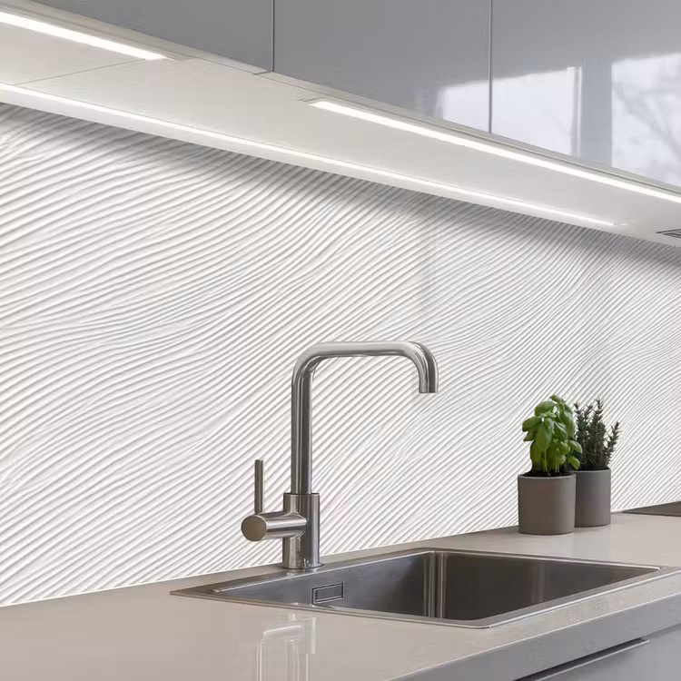 Schienale cucina - Onde - Nervature - Bianco — 2