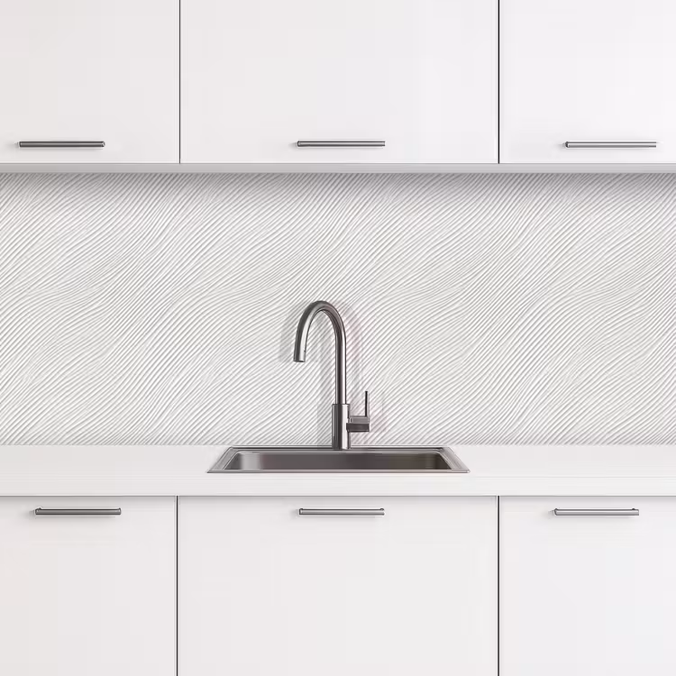 Schienale cucina - Onde - Nervature - Bianco — 4