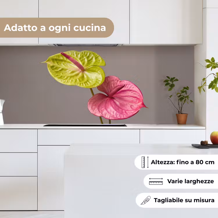 Schienale cucina - Piante - Anthurium - Verde - Rosa — 7