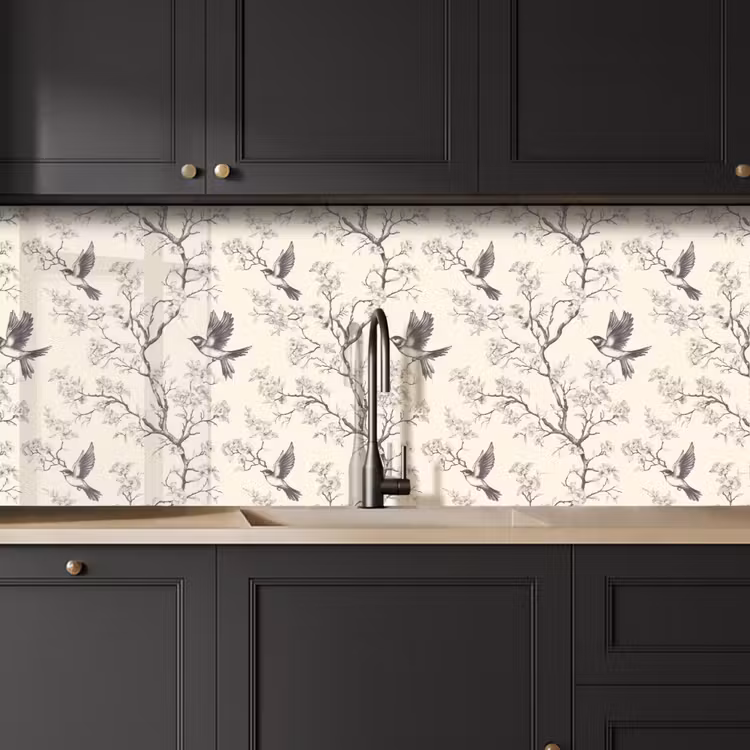 Schienale cucina - Rami - Uccelli - Beige — 6