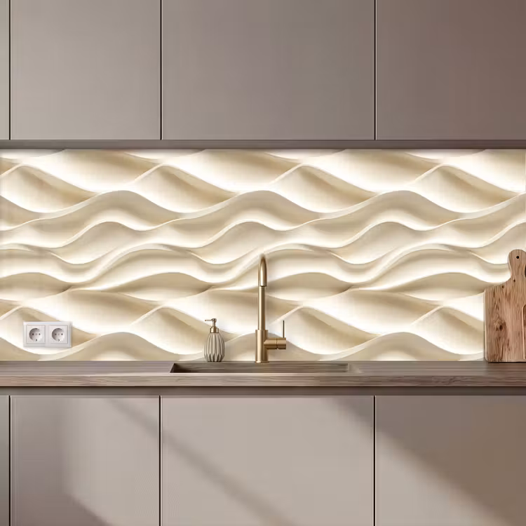 Schienale cucina - Linee - Ondulate - Crema — 1