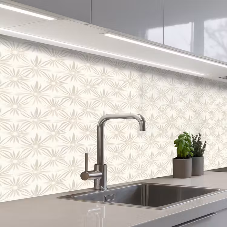 Schienale cucina - Motivo - Fiori - Beige — 2