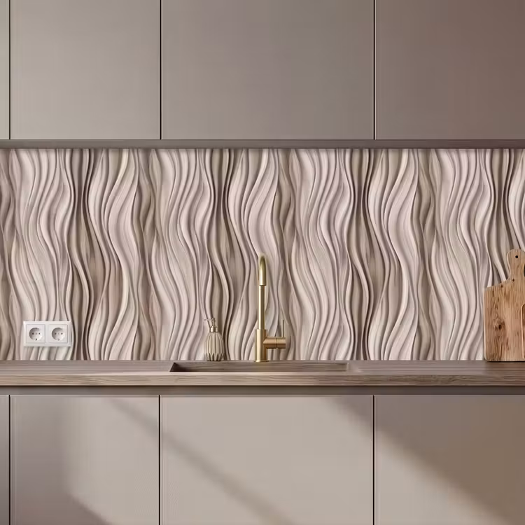Schienale cucina - Onde - 3D - Crema — 1
