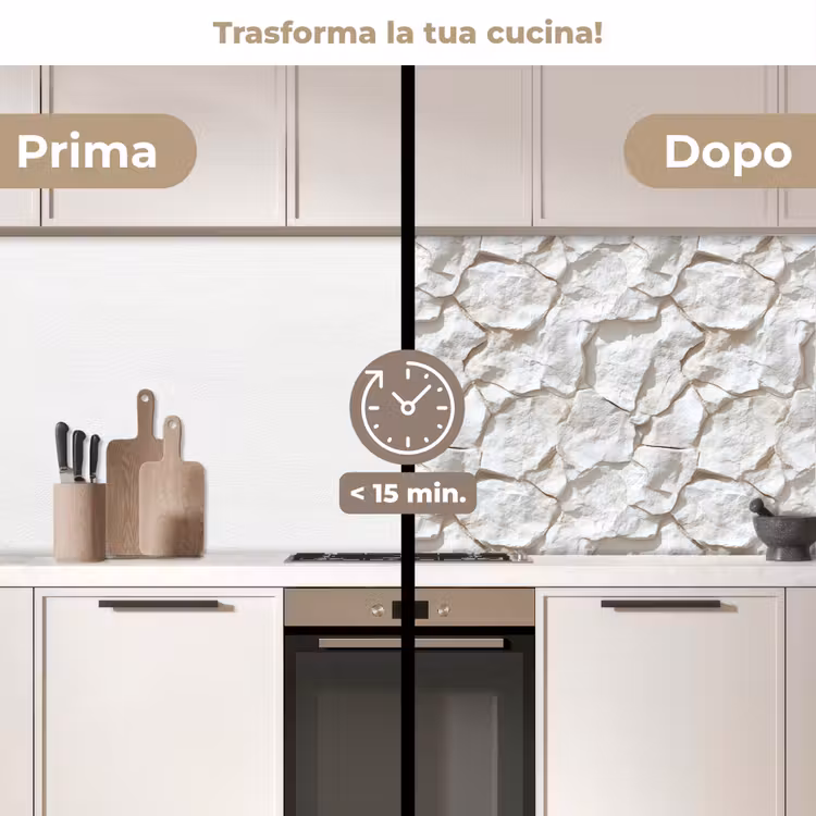 Schienale cucina - Struttura - Roccia - Bianco — 3