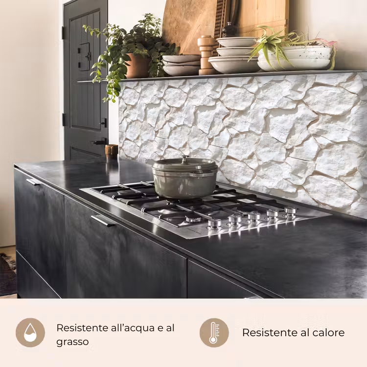 Schienale cucina - Struttura - Roccia - Bianco — 5