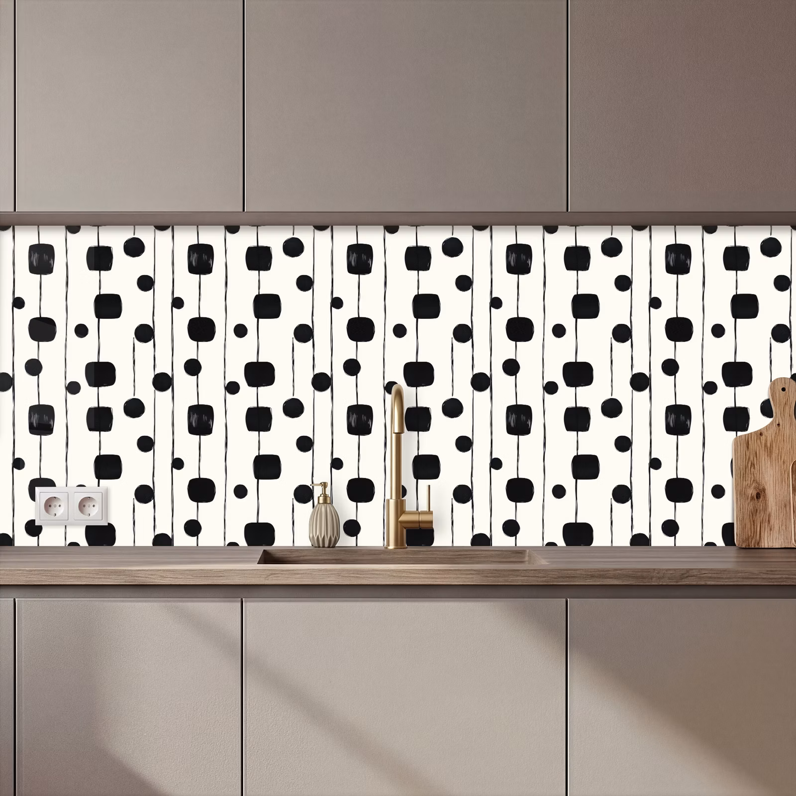 Schienale cucina - Grafico - Moderno - Nero — 1