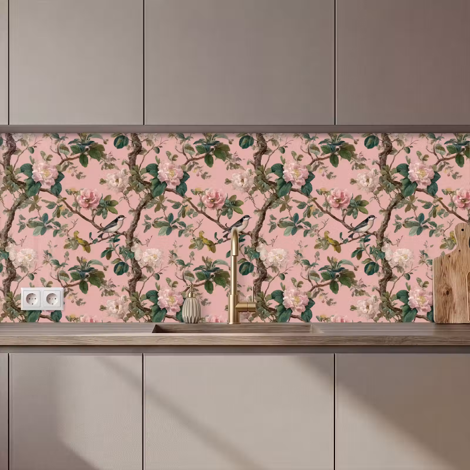 Schienale cucina - Peonie - Botanico - Uccello — 1