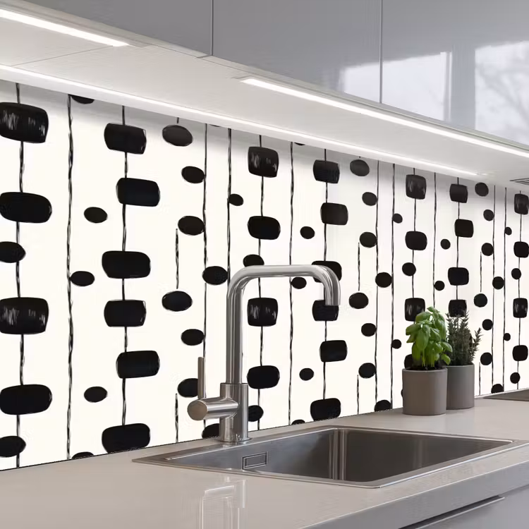 Schienale cucina - Grafico - Moderno - Nero — 2