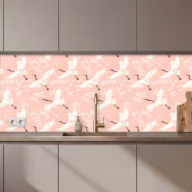Schienale cucina - Gru - Fiore - Rosa — 1