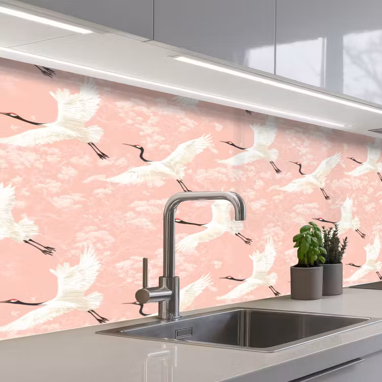 Schienale cucina - Gru - Fiore - Rosa — 2