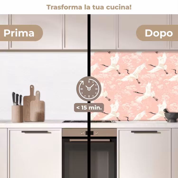 Schienale cucina - Gru - Fiore - Rosa — 3