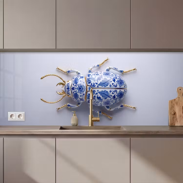 Schienale cucina - Maggiolino - Delfts - Blu - Oro — 1
