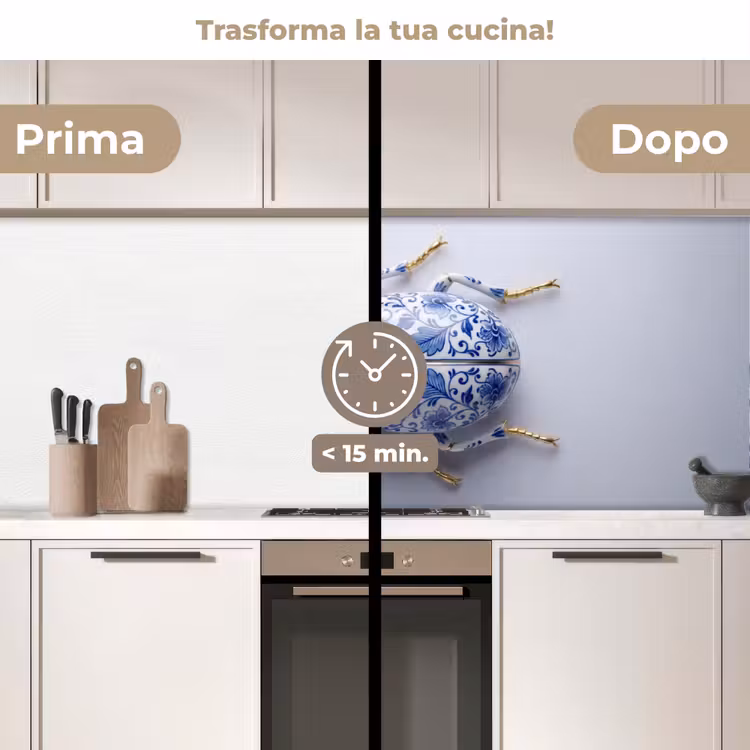 Schienale cucina - Maggiolino - Delfts - Blu - Oro — 3