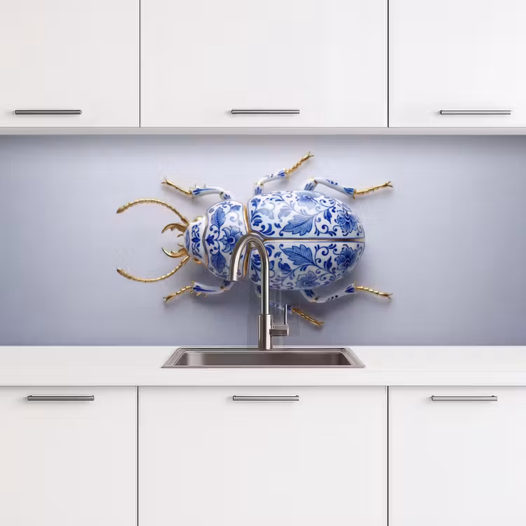Schienale cucina - Maggiolino - Delfts - Blu - Oro — 4