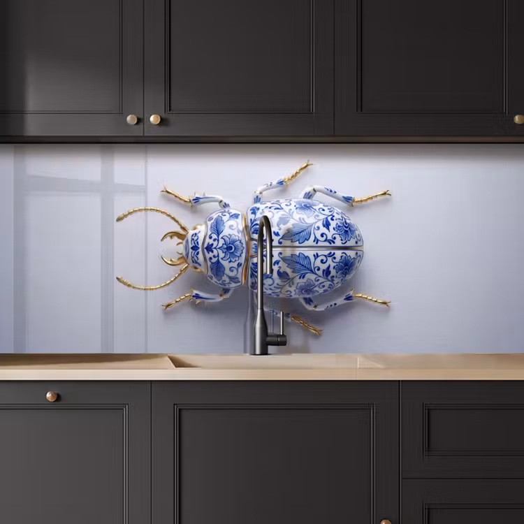 Schienale cucina - Maggiolino - Delfts - Blu - Oro — 6