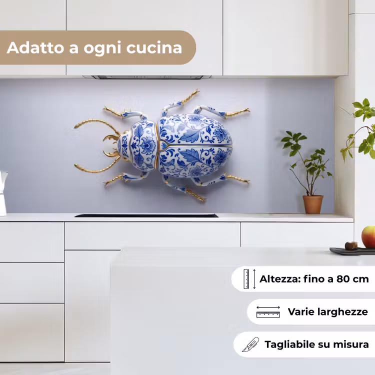 Schienale cucina - Maggiolino - Delfts - Blu - Oro — 7