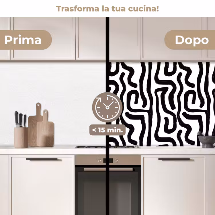 Schienale cucina - Moderno - Linee - Nero — 3