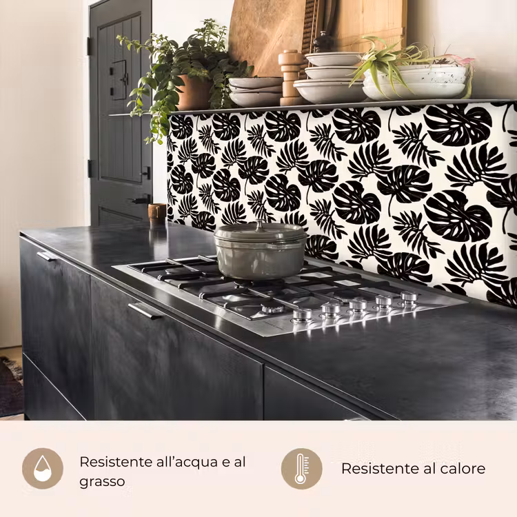 Schienale cucina - Moderno - Monstera - Nero — 5