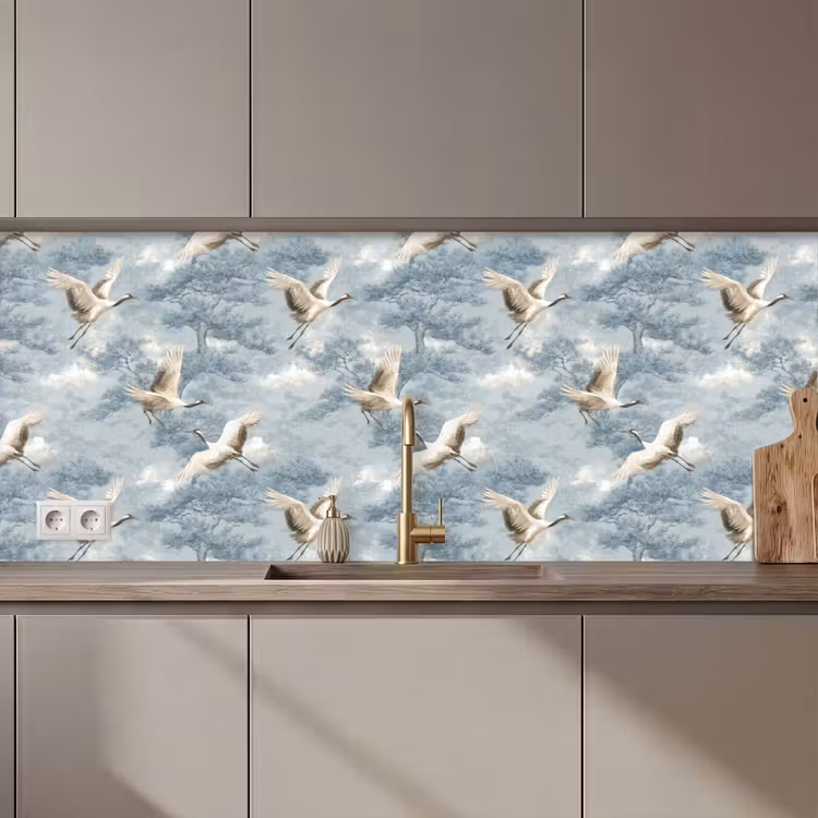 Schienale cucina - Nuvole - Gru - Blu — 1