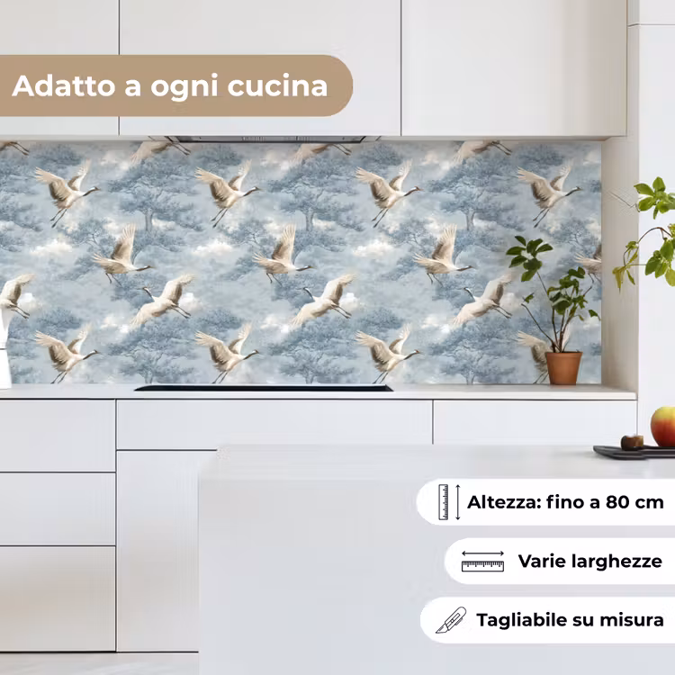 Schienale cucina - Nuvole - Gru - Blu — 7