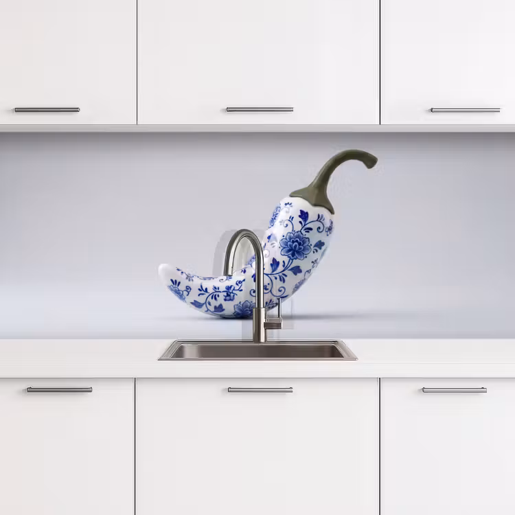Schienale cucina - Peperoncino - Ceramica - Blu — 4
