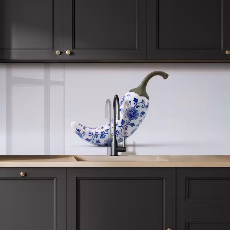 Schienale cucina - Peperoncino - Ceramica - Blu — 6