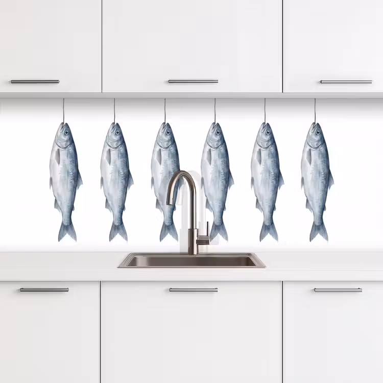 Schienale cucina - Pesce - Illustrazione - Blu Delft — 4