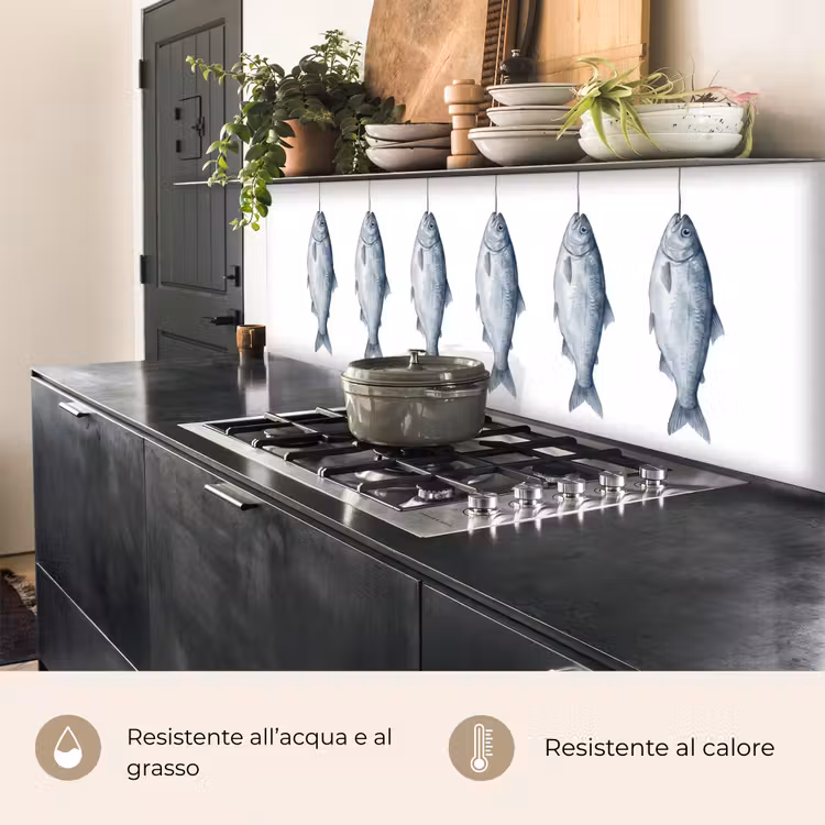 Schienale cucina - Pesce - Illustrazione - Blu Delft — 5