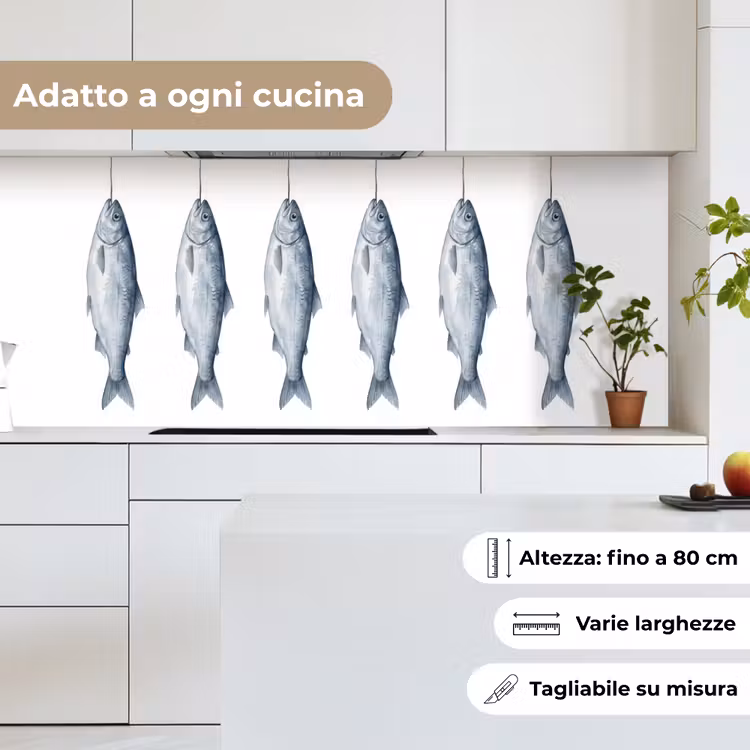 Schienale cucina - Pesce - Illustrazione - Blu Delft — 7