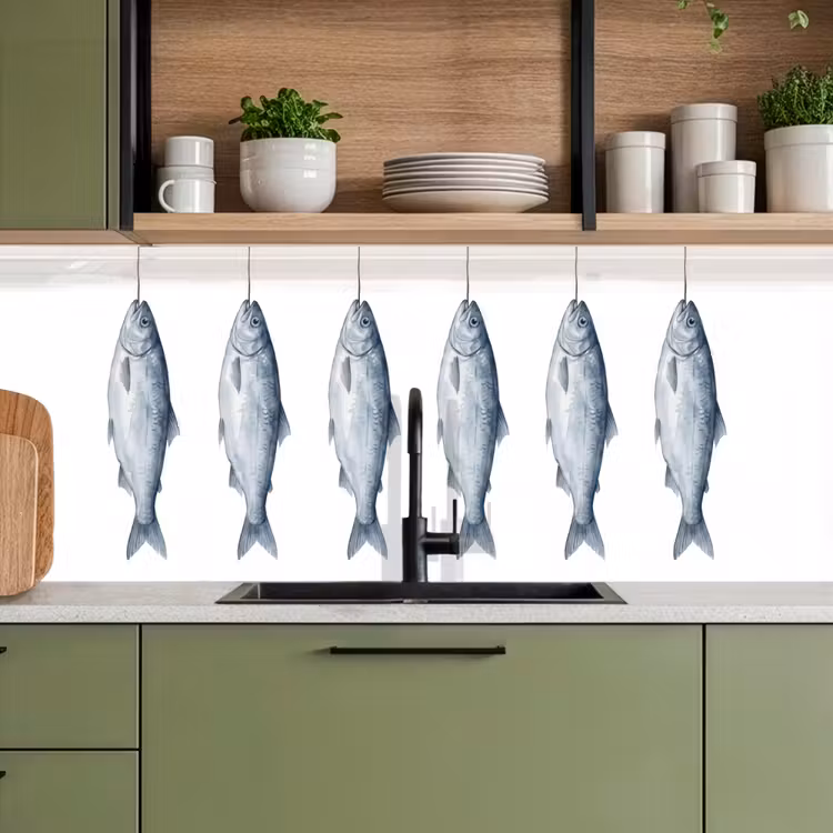 Schienale cucina - Pesce - Illustrazione - Blu Delft — 8