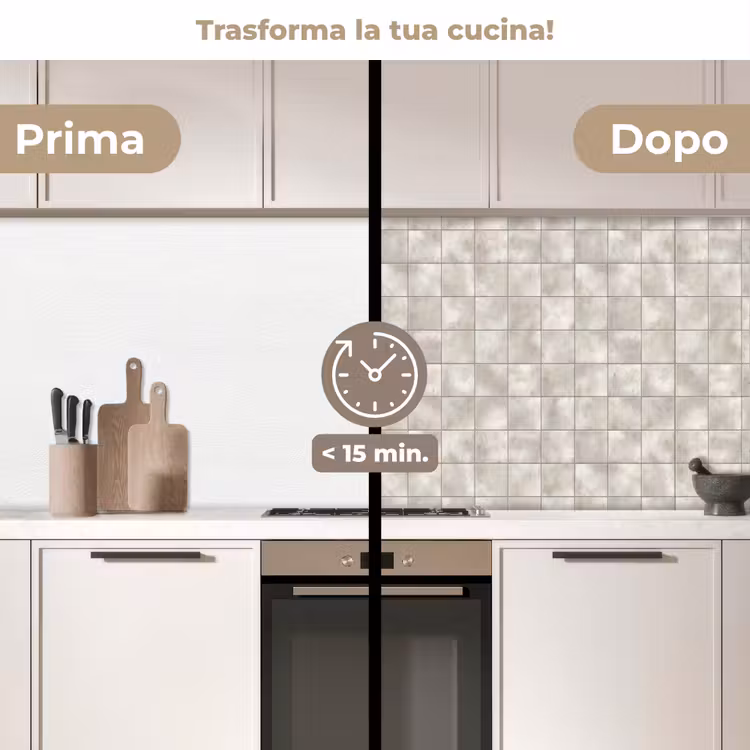 Schienale cucina - Piastrelle - Naturale - Grigio — 3