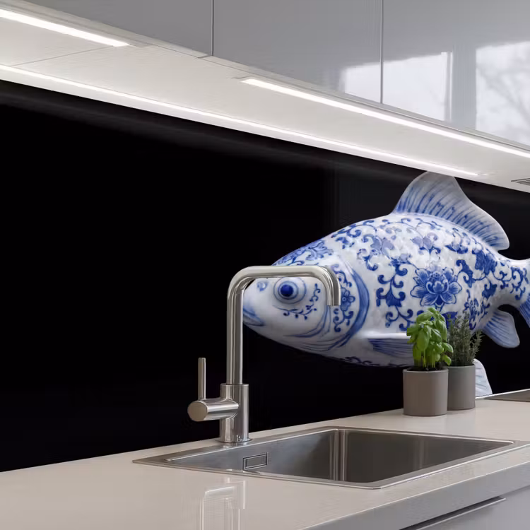 Schienale cucina - Porcellana - Pesce rosso - Delftware — 2