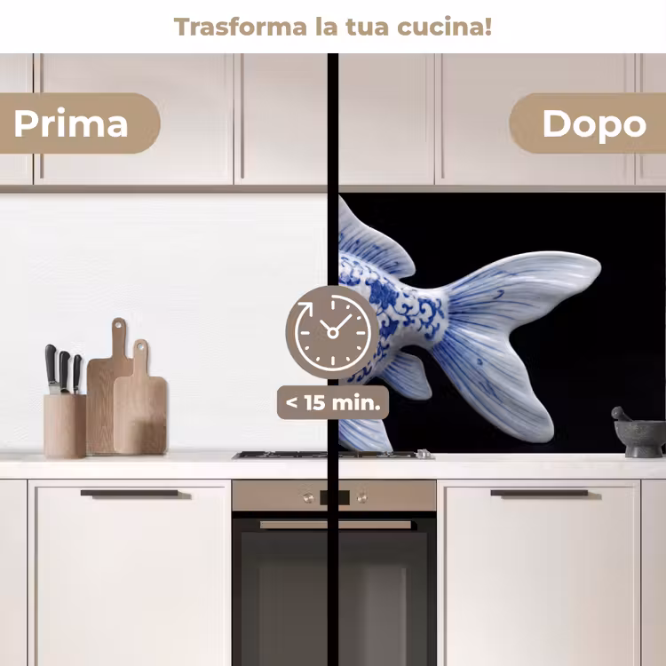 Schienale cucina - Porcellana - Pesce rosso - Delftware — 3