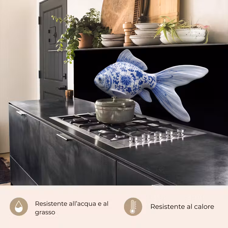 Schienale cucina - Porcellana - Pesce rosso - Delftware — 5