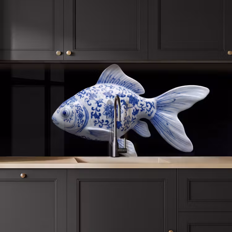 Schienale cucina - Porcellana - Pesce rosso - Delftware — 6