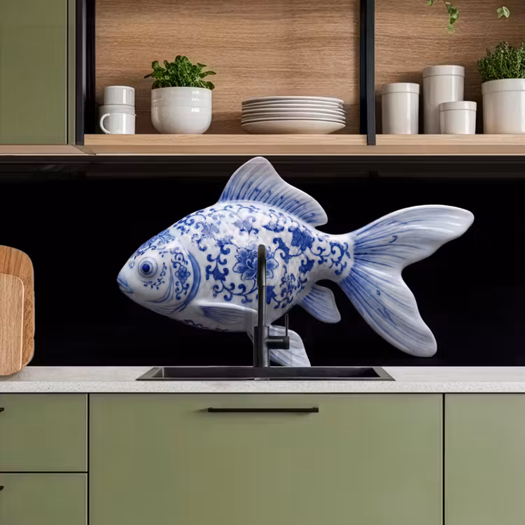 Schienale cucina - Porcellana - Pesce rosso - Delftware — 8