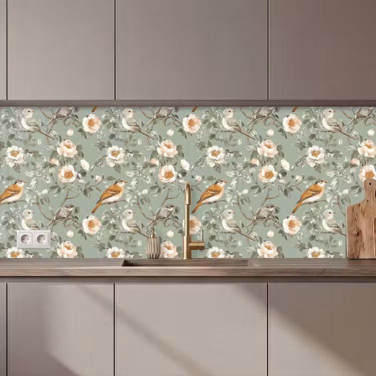 Schienale cucina - Rosa - Uccelli - Colorato — 1